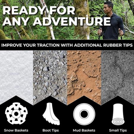 Wander- und Trekkingstöcke, zusammenklappbar, leicht, zum Wandern, Spazierengehen, Laufen, mit natürlichen Korkgriffen, Klappverschlüssen und Tragetasche 