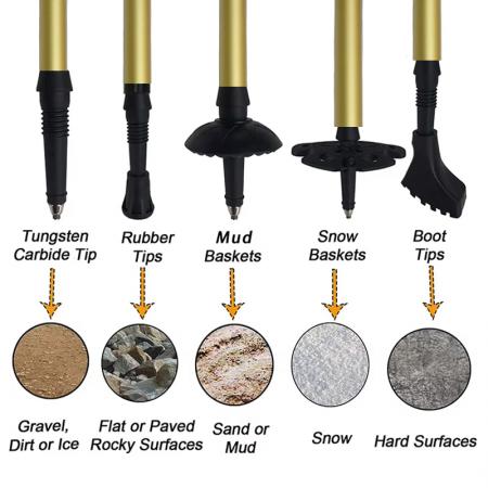 Fünfteiliger, faltbarer Kletter- und Wanderstock aus Aluminiumlegierung, kompatibel mit Outdoor-Aktivitäten, multifunktional, faltbar, aus EVA-Material. 