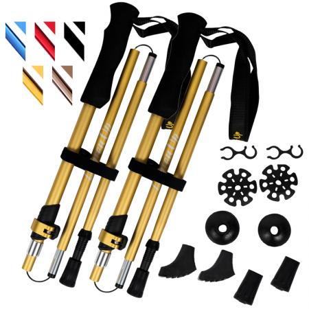 Fünfteiliger, faltbarer Kletter- und Wanderstock aus Aluminiumlegierung, kompatibel mit Outdoor-Aktivitäten, multifunktional, faltbar, aus EVA-Material. 