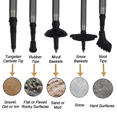 Maßgefertigte, 5-teilige Trekkingstöcke aus 7075er Flugzeugaluminium mit Tragegurt, faltbar, mit Korkgriff (OEM-Option)