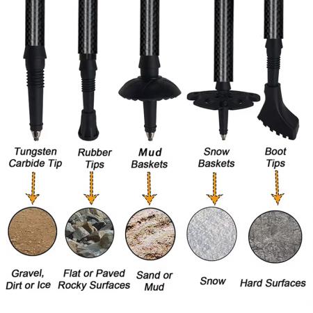 Faltbarer Wanderstock aus Aluminiumlegierung mit Korkgriffen, verstellbar, mit Gummispitze