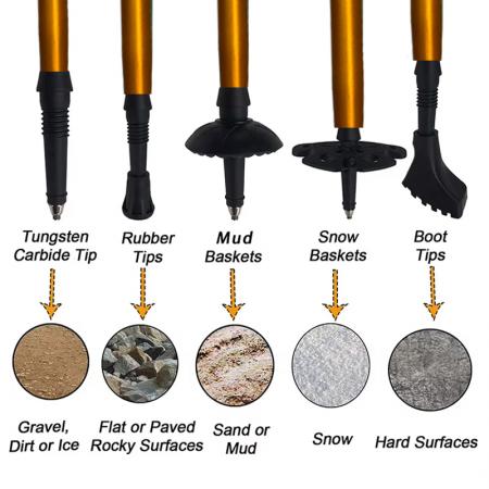 1 Paar 5-teilige, zusammenklappbare, ausziehbare und faltbare Trekking- und Wanderstöcke aus Aluminium 