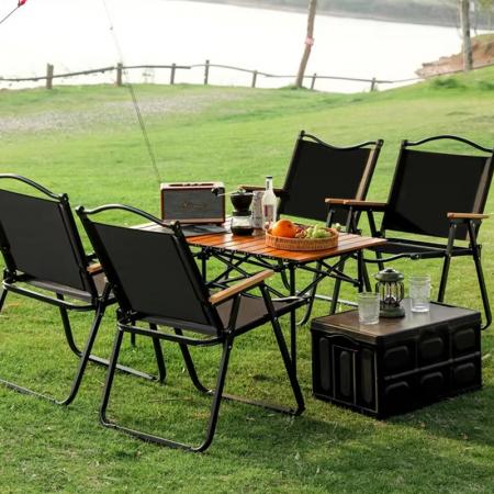 Leichter, moderner, faltbarer Kermit-Stuhl für Outdoor-Camping mit Holzrahmen, faltbar, aus Holz 
