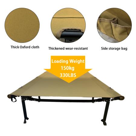 Individuell anpassbares, faltbares Campingbett, tragbares Aluminium-Campingbett für Erwachsene mit Seitentaschen 