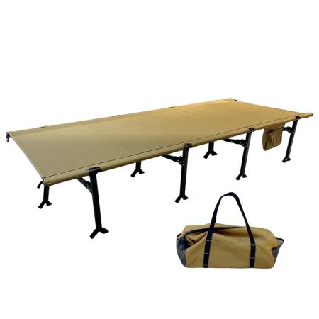 Individuell anpassbares, faltbares Campingbett, tragbares Aluminium-Campingbett für Erwachsene mit Seitentaschen 