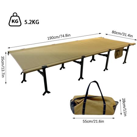 Individuell anpassbares, faltbares Campingbett, tragbares Aluminium-Campingbett für Erwachsene mit Seitentaschen 