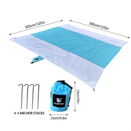 Familienpackung Tragbare Picknickdecke aus 100 % Nylon, sandabweisend, kompakt, für Outdoor-Aktivitäten, Stranddecke