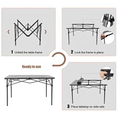 Tragbarer, quadratischer Klapptisch aus Metall für Terrasse und Garten