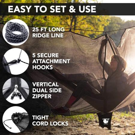 Dünne Outdoor-Moskitonetz-Hängematte, kippsicher, für Camping, Feld, Fallschirmgewebe, Anti-Moskitonetz-Hängematte