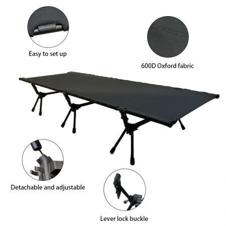 Ultraleichtes, faltbares Einzelbett aus Aluminiumlegierung für den Außenbereich, modernes Oxford-Design, tragbares Campingbett zum Selbstaufbau