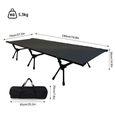 Ultraleichtes, faltbares Einzelbett aus Aluminiumlegierung für den Außenbereich, modernes Oxford-Design, tragbares Campingbett zum Selbstaufbau