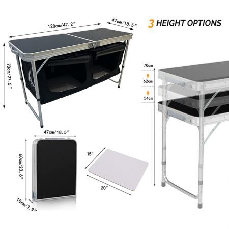 Tragbarer, einfach aufzubauender, klappbarer Küchentisch für Outdoor-Aktivitäten wie Camping und Picknick.