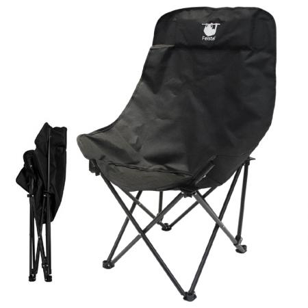 Großer, bequemer Camping-Mondstuhl mit hoher Rückenlehne, faltbarer Outdoor-Liegestuhl 