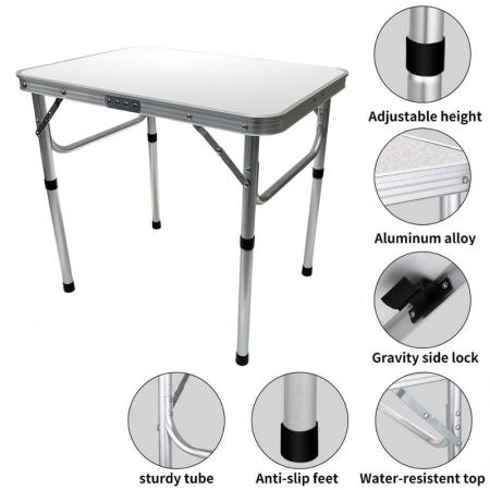 Verstellbarer, leichter, tragbarer Klapptisch aus Aluminium für den Außenbereich