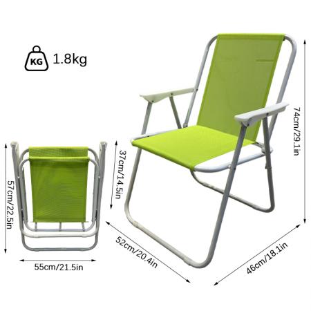 Leichter, tragbarer, klappbarer Gartenstuhl aus Eisen mit Netzgewebe-Design, Camping- und Strandstuhl 
