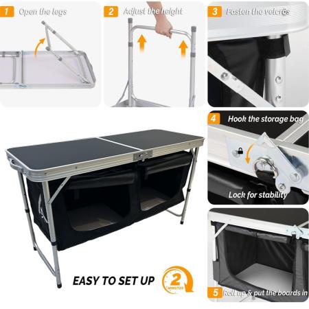 Tragbarer, einfach aufzubauender, klappbarer Küchentisch für Outdoor-Aktivitäten wie Camping und Picknick.