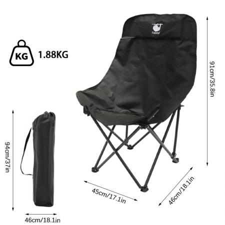 Großer, bequemer Camping-Mondstuhl mit hoher Rückenlehne, faltbarer Outdoor-Liegestuhl 