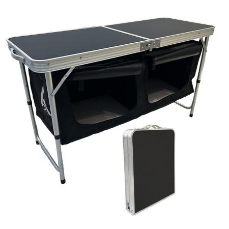 Tragbarer, einfach aufzubauender, klappbarer Küchentisch für Outdoor-Aktivitäten wie Camping und Picknick.