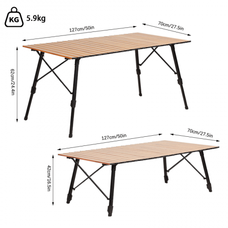 Maßgefertigter, tragbarer, klappbarer, höhenverstellbarer Aluminiumtisch für Outdoor-Camping 