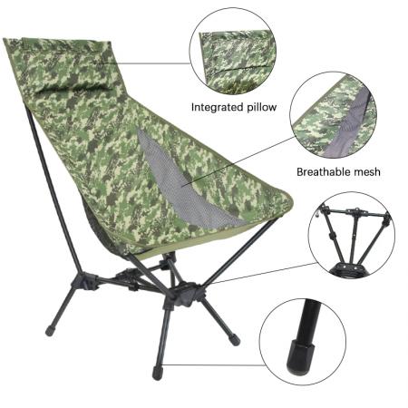 Ultraleichter, faltbarer Hochlehner-Stuhl für Outdoor-Aktivitäten, tragbar, faltbar, ideal für Strand und Camping