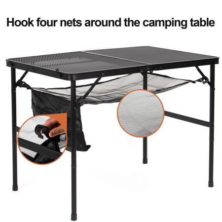 Klappbarer Campingtisch aus Aluminium mit Netzgewebeplatte, tragbarer Grill- und Picknicktisch, OEM/ODM 