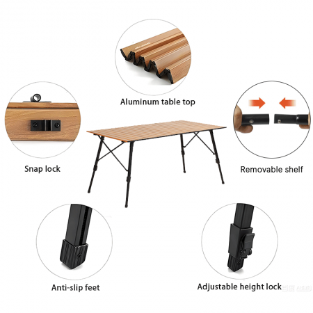 Maßgefertigter, tragbarer, klappbarer, höhenverstellbarer Aluminiumtisch für Outdoor-Camping 