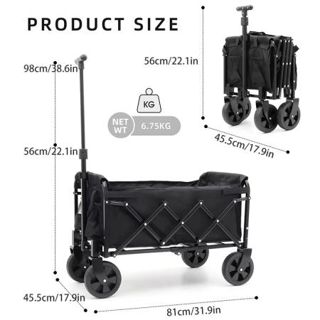 Zusammenklappbarer, robuster Gartenwagen mit Edelstahlrahmen, OEM-kundenspezifisch gefertigt