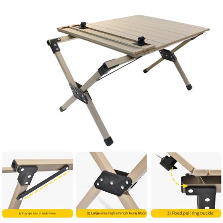 Eierrollentisch, Klapptisch aus massivem Aluminium 7075, tragbarer Campingtisch für Wohnmobile, Selbstfahrer-Reisemobile 
