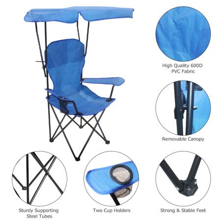 Großhandel Outdoor-Möbel Campingzubehör Strand leichter faltbarer Angelstuhl mit Getränkehalter Sonnenschutz 