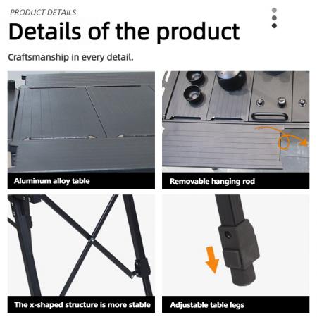 Zusammenklappbarer, modularer Outdoor-Gartentisch zum Kochen, Wandern, Picknicken, Campen