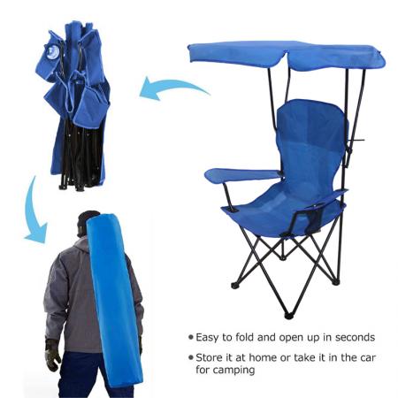 Großhandel Outdoor-Möbel Campingzubehör Strand leichter faltbarer Angelstuhl mit Getränkehalter Sonnenschutz 