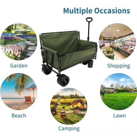 Zusammenklappbarer Bollerwagen, robust und faltbar, ideal für den Strand, mit großem Fassungsvermögen
