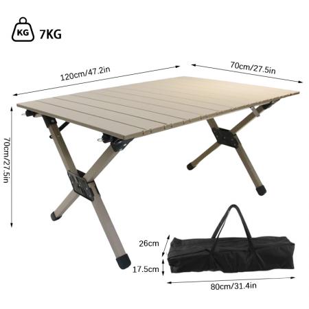 Eierrollentisch, Klapptisch aus massivem Aluminium 7075, tragbarer Campingtisch für Wohnmobile, Selbstfahrer-Reisemobile 
