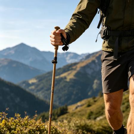 Ultraleichte, faltbare Outdoor-Wanderstöcke aus Bambusfaser, Kohlefaser und Aluminiumlegierung 