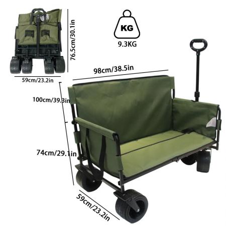 Zusammenklappbarer Bollerwagen, robust und faltbar, ideal für den Strand, mit großem Fassungsvermögen