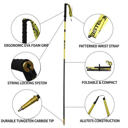 Aluminiumlegierung, 4-gelenkig, fünfteilig, faltbar, teleskopierbar, leicht, professionelle Outdoor-Ausrüstung, Wanderstock 