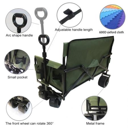 Zusammenklappbarer Bollerwagen, robust und faltbar, ideal für den Strand, mit großem Fassungsvermögen