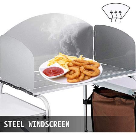Multifunktionaler, klappbarer Aluminium-Campingküchentisch mit Oxford-Tasche und Schrank