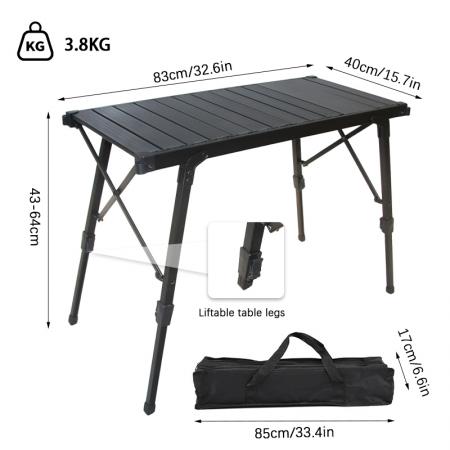 Tragbarer, ultraleichter Klapp-Eierrollentisch aus Aluminiumlegierung, multifunktionaler IGT-Campingtisch 