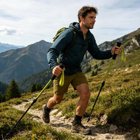 Maßgefertigte, dreiteilige, teleskopierbare, ultraleichte Trekkingstöcke aus 3K-Kohlefaser 