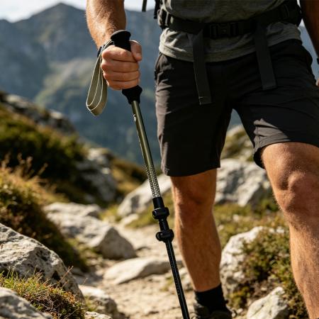 Hersteller von individuell gestaltbaren, teleskopierbaren Trekkingstöcken aus Aluminium 7075 mit Logo für den Outdoor-Bereich 