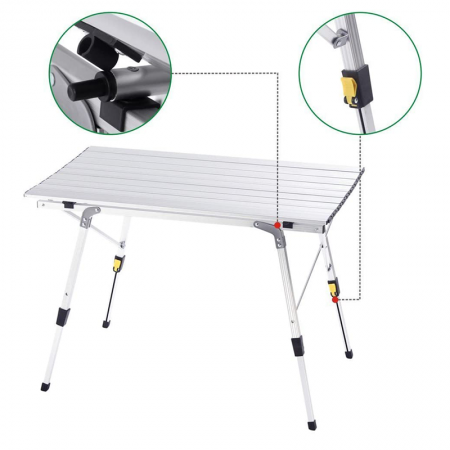 Tragbarer, verstellbarer Campingtisch aus Aluminium, faltbar und klappbar – ideal für Picknicks und Camping im Freien 
