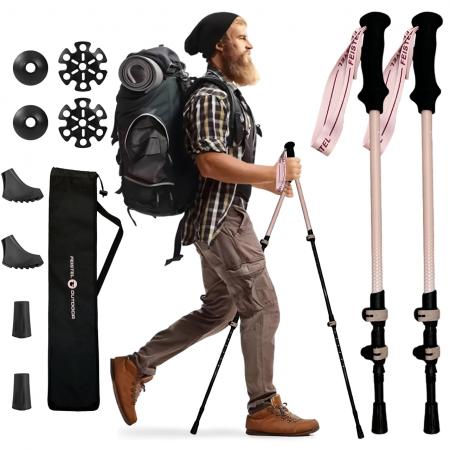 Maßgefertigter, dreiteiliger, teleskopierbarer, ultraleichter Trekkingstock aus 3K-Carbonfaser 