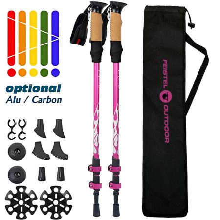 Outdoor-Bergwanderstock, teleskopierbar, ultraleicht, aus Carbonfaser, faltbar, Aluminium 7075, nordischer Stil, Trekkingstock 