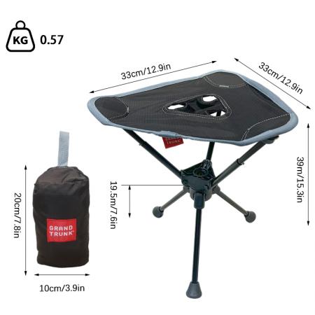 360° drehbarer faltbarer Campinghocker mit 3 Beinen aus Aluminiumlegierung, tragbarer Outdoor-Angel- und Wander-Hocker 