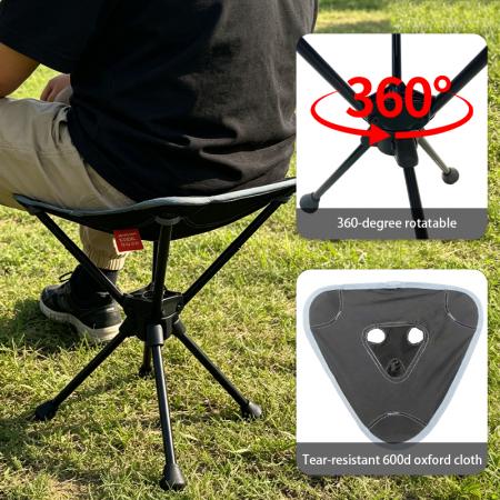 360° drehbarer faltbarer Campinghocker mit 3 Beinen aus Aluminiumlegierung, tragbarer Outdoor-Angel- und Wander-Hocker 
