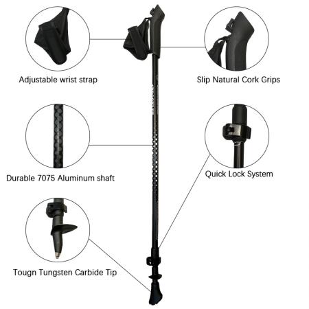Wandern Bergsteigen Outdoor-Reisen Senioren tägliches Gehen 7075-Aluminiumlegierung faltbarer Gehstock Trekkingstock 
