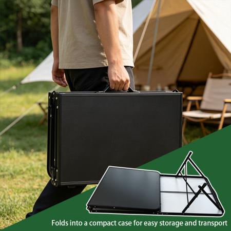 Neuer quadratischer Outdoor-BBQ-Grill-Campingtisch aus Metall und Aluminium, faltbarer schwarzer Strandtisch 