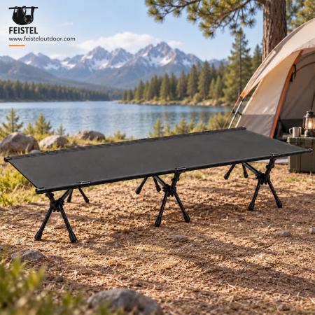 Leichtes klappbares Campingbett – tragbares 7075-Aluminium-Campingbett, 600D Oxford, 190 × 65 × 38 cm, 120 kg Belastbarkeit 