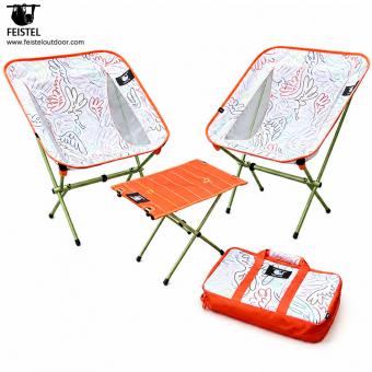 7075 Aluminium-Outdoor-Möbelset mit 2 Mondstühlen & 1 Tisch